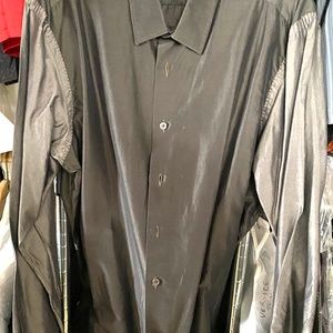 Lanvin button-down long-sleeved Men's Shirt. 17/34. Grey-silver tone.